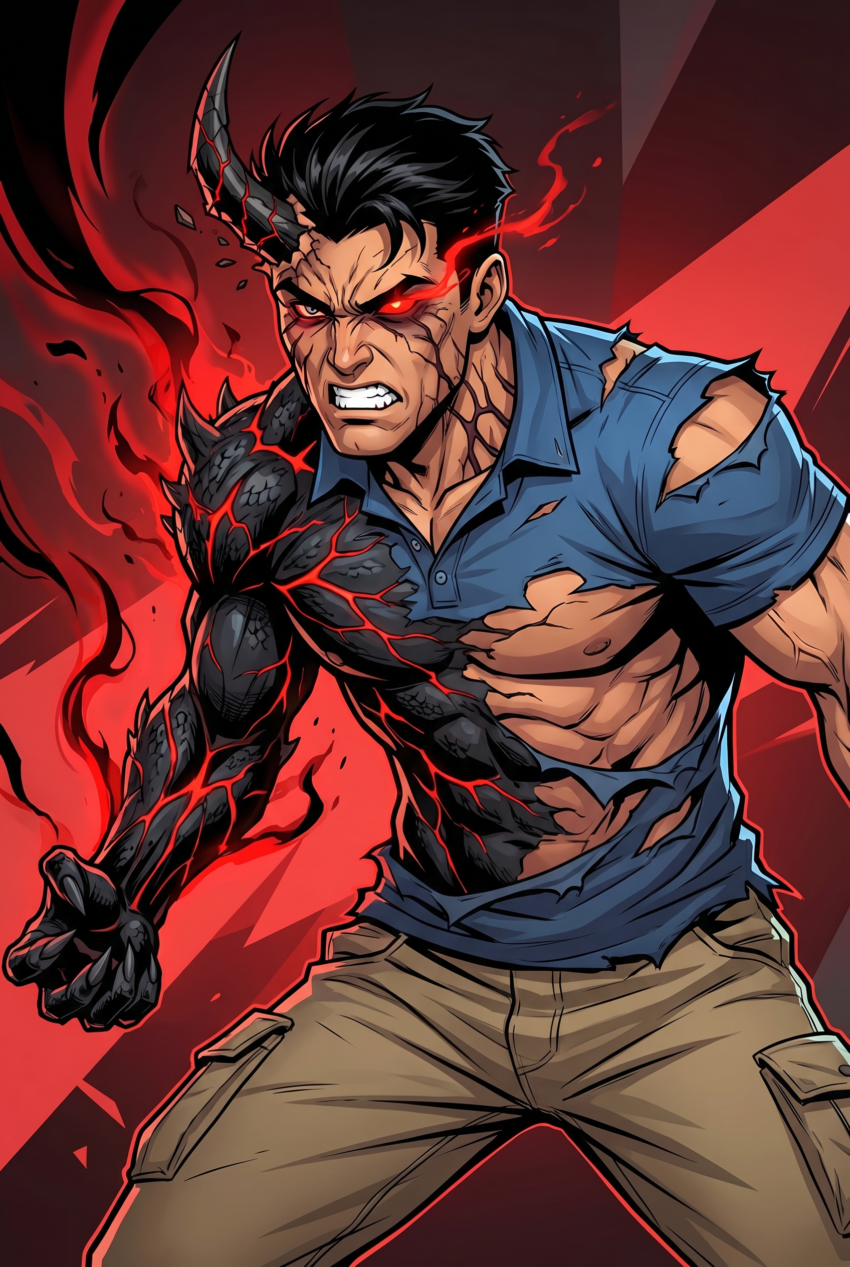 Demonic Transformation Comic Illustration